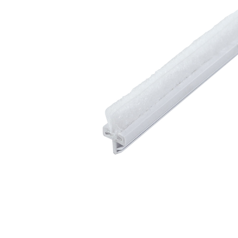 Brush Pile Seal - 6.5mm with Centre Leg Pile Carrier (2.2m) - White
